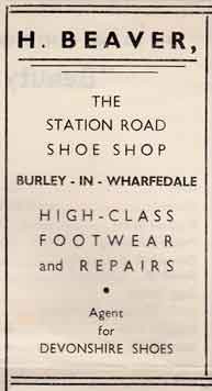 H Beaver - Shoes 4 Station Road, Burley in Wharfedale. Advert 1950s.